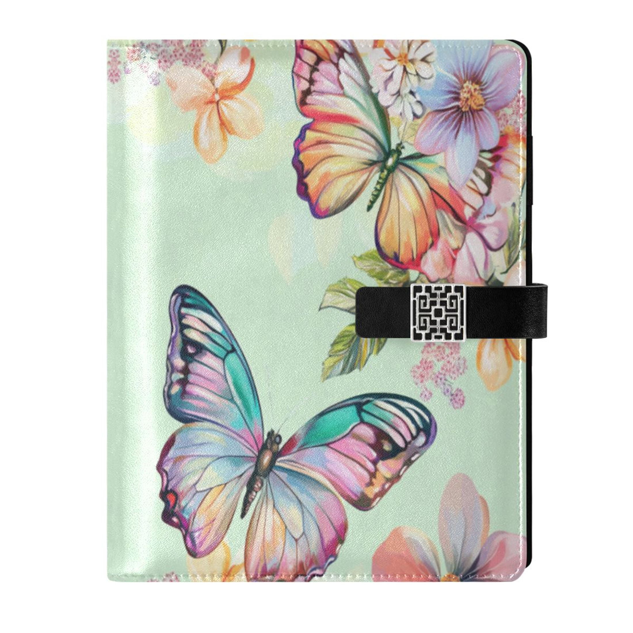 Leather Planner Leather Notebook Notebook Journal Binder Design Pen Pocket Design Convenient for Storage Beautiful Pale Green Butterfly