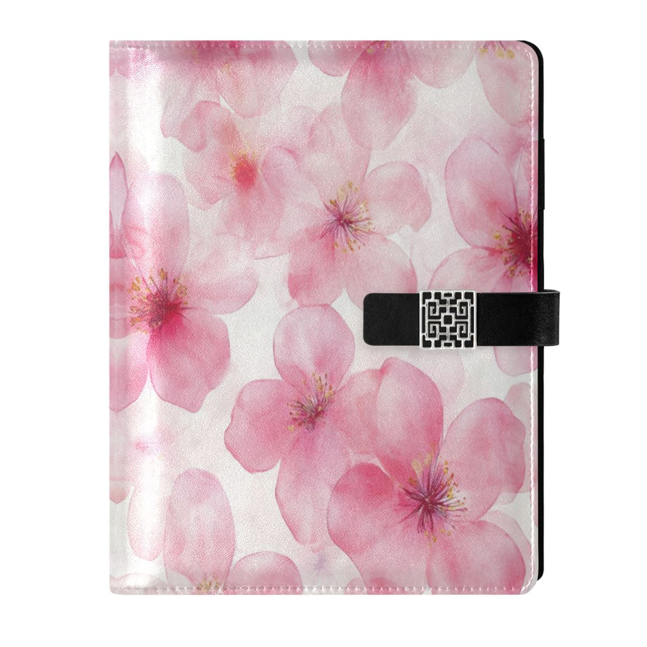 Leather Planner Leather Notebook Notebook Journal Binder Design Pen Pocket Design Convenient for Storage Beautiful Pink Flower