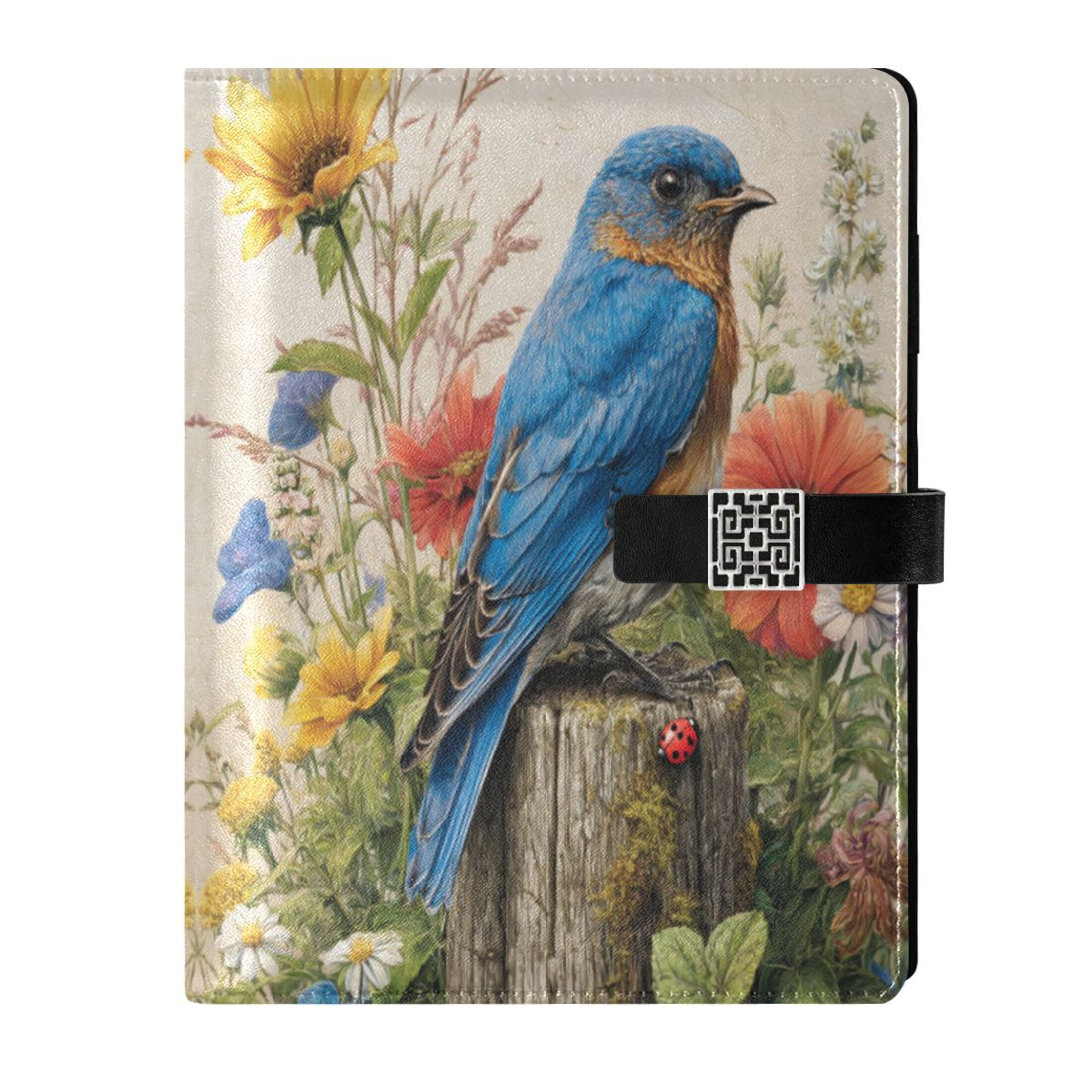 Leather Planner Leather Notebook Notebook Journal Binder Design Pen Pocket Design Convenient for Storage Blue Bird Perched