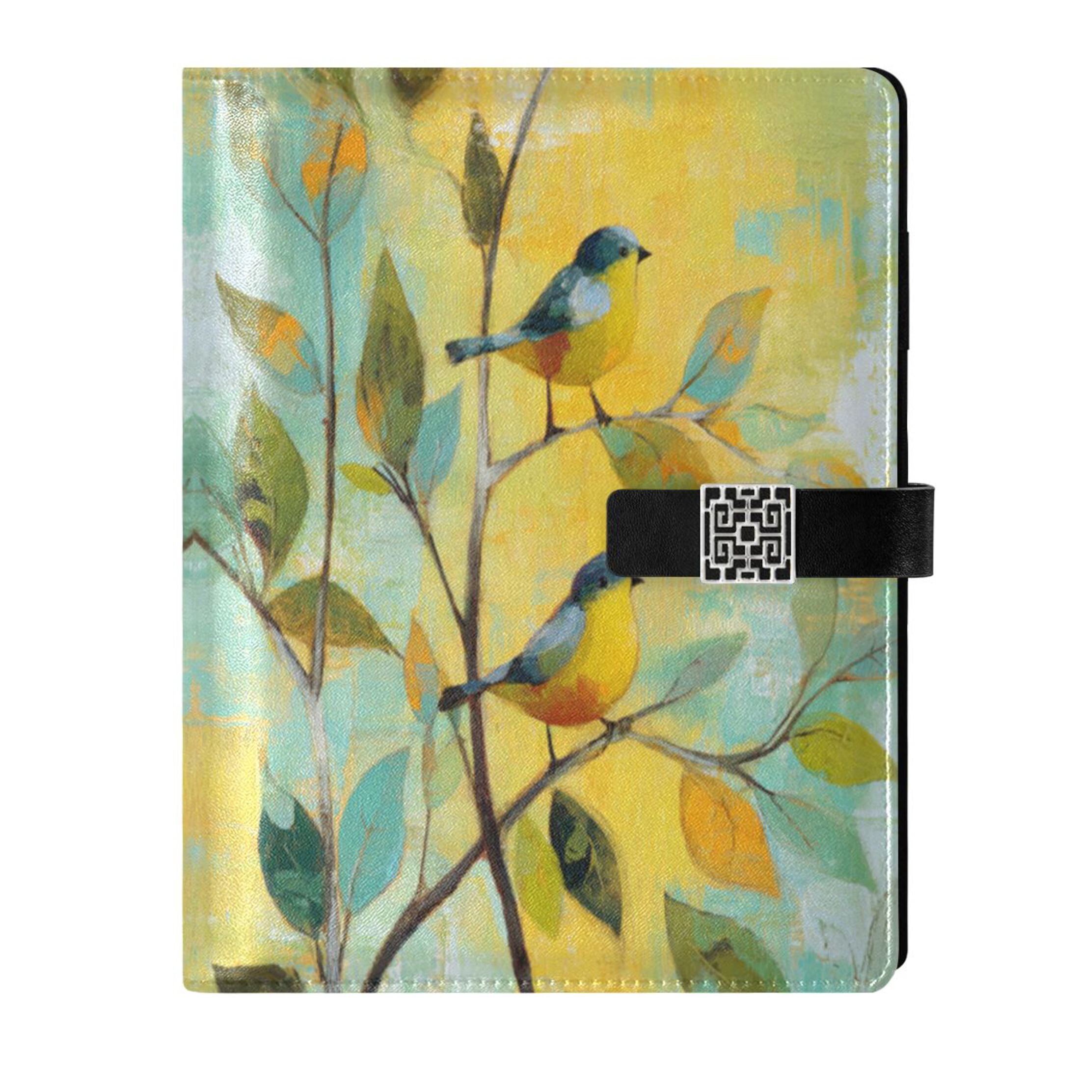 Leather Planner Leather Notebook Notebook Journal Binder Design Pen Pocket Design Convenient for Storage Blue Birds Beautiful