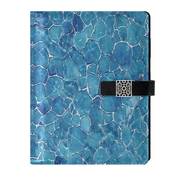 Leather Planner Leather Notebook Notebook Journal Binder Design Pen Pocket Design Convenient for Storage Blue Corrugated Stone