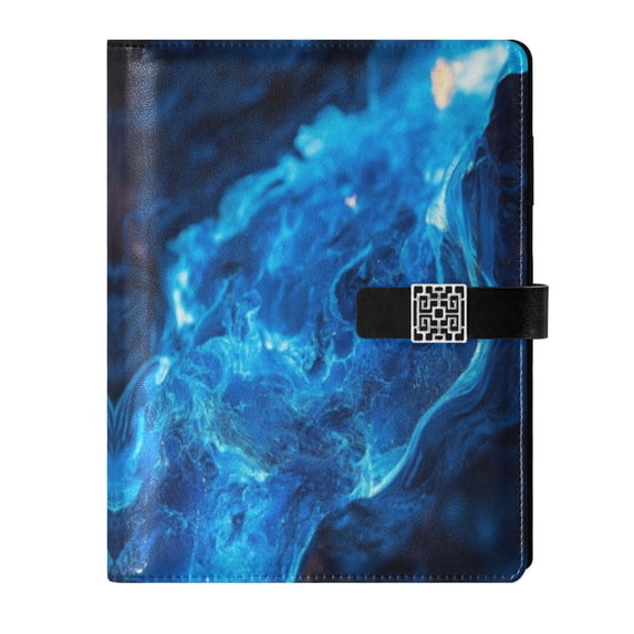 Leather Planner Leather Notebook Notebook Journal Binder Design Pen Pocket Design Convenient for Storage Blue Lava Pattern