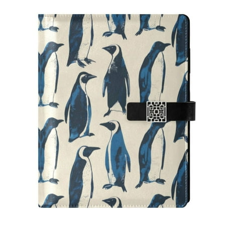 Leather Planner Leather Notebook Notebook Journal Binder Design Pen Pocket Design Convenient for Storage Blue Penguin