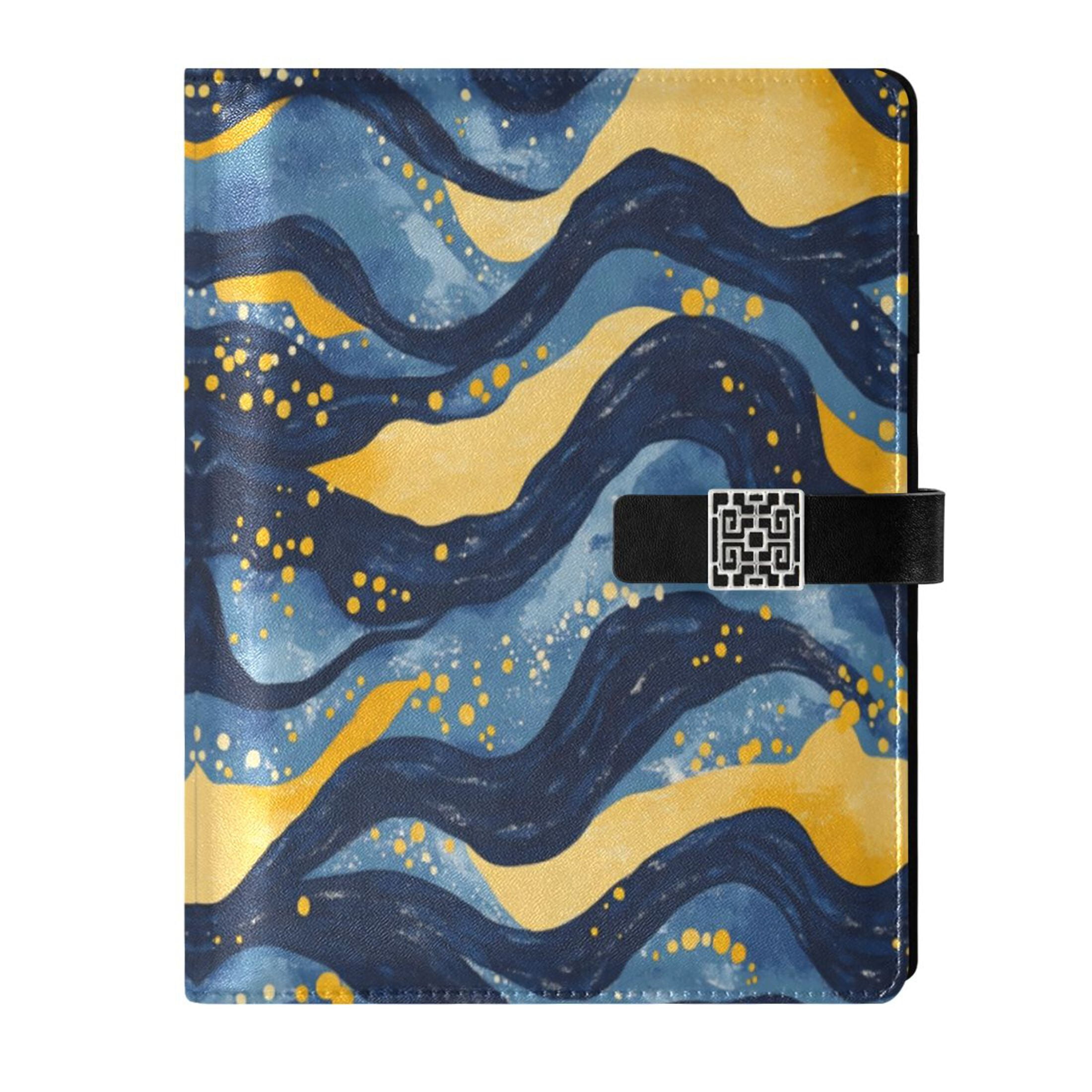 Leather Planner Leather Notebook Notebook Journal Binder Design Pen Pocket Design Convenient for Storage Blue River Pattern