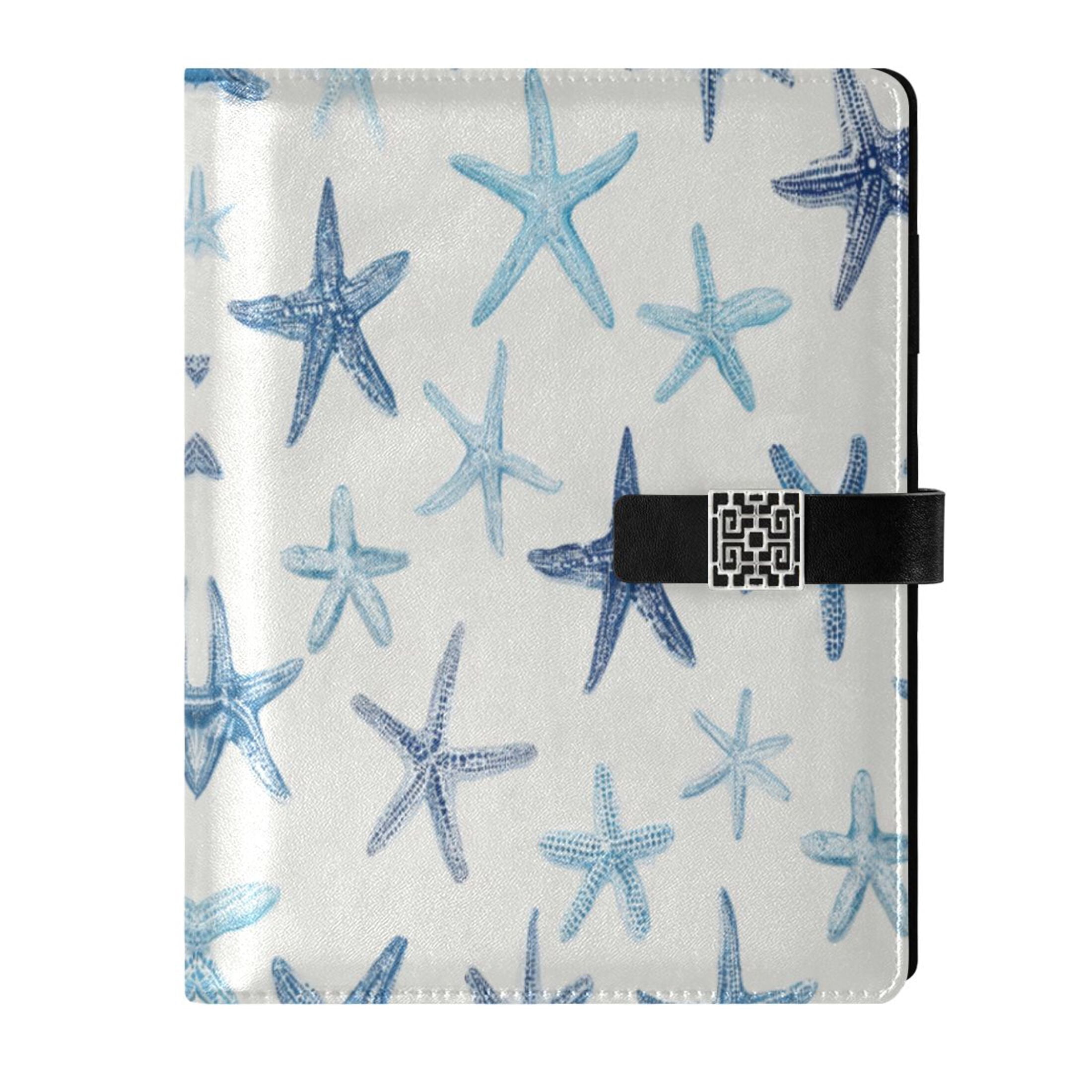 Leather Planner Leather Notebook Notebook Journal Binder Design Pen Pocket Design Convenient for Storage Blue Sea Sar