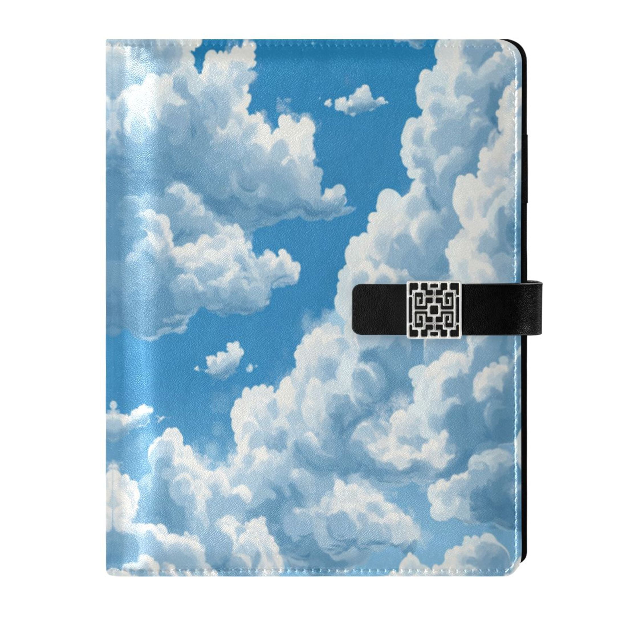 Leather Planner Leather Notebook Notebook Journal Binder Design Pen Pocket Design Convenient for Storage Blue Sky and White Clouds
