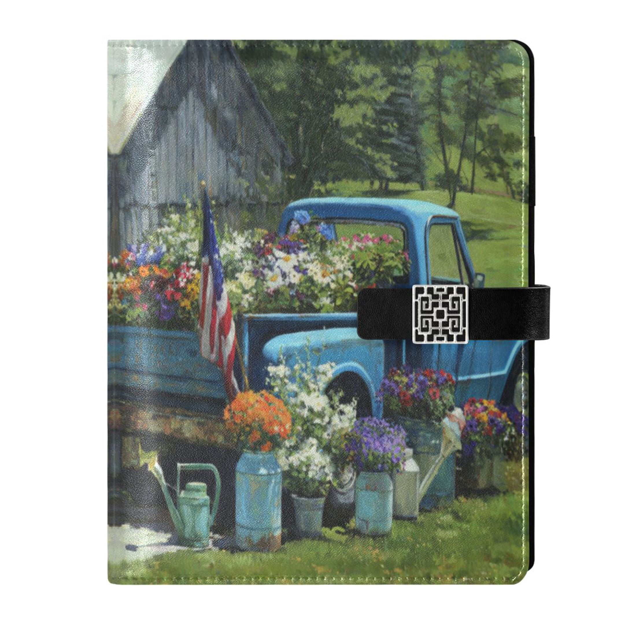 Leather Planner Leather Notebook Notebook Journal Binder Design Pen Pocket Design Convenient for Storage Blue Truck Full