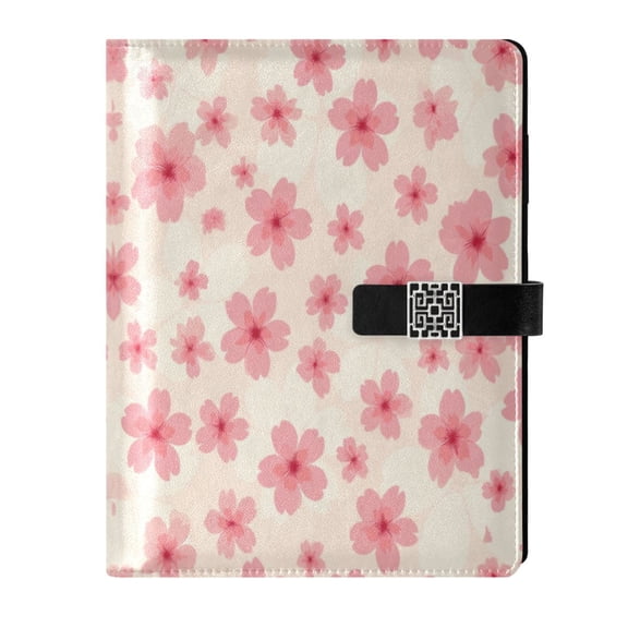 Leather Planner Leather Notebook Notebook Journal Binder Design Pen Pocket Design Convenient for Storage Blush Cherry Blossoms