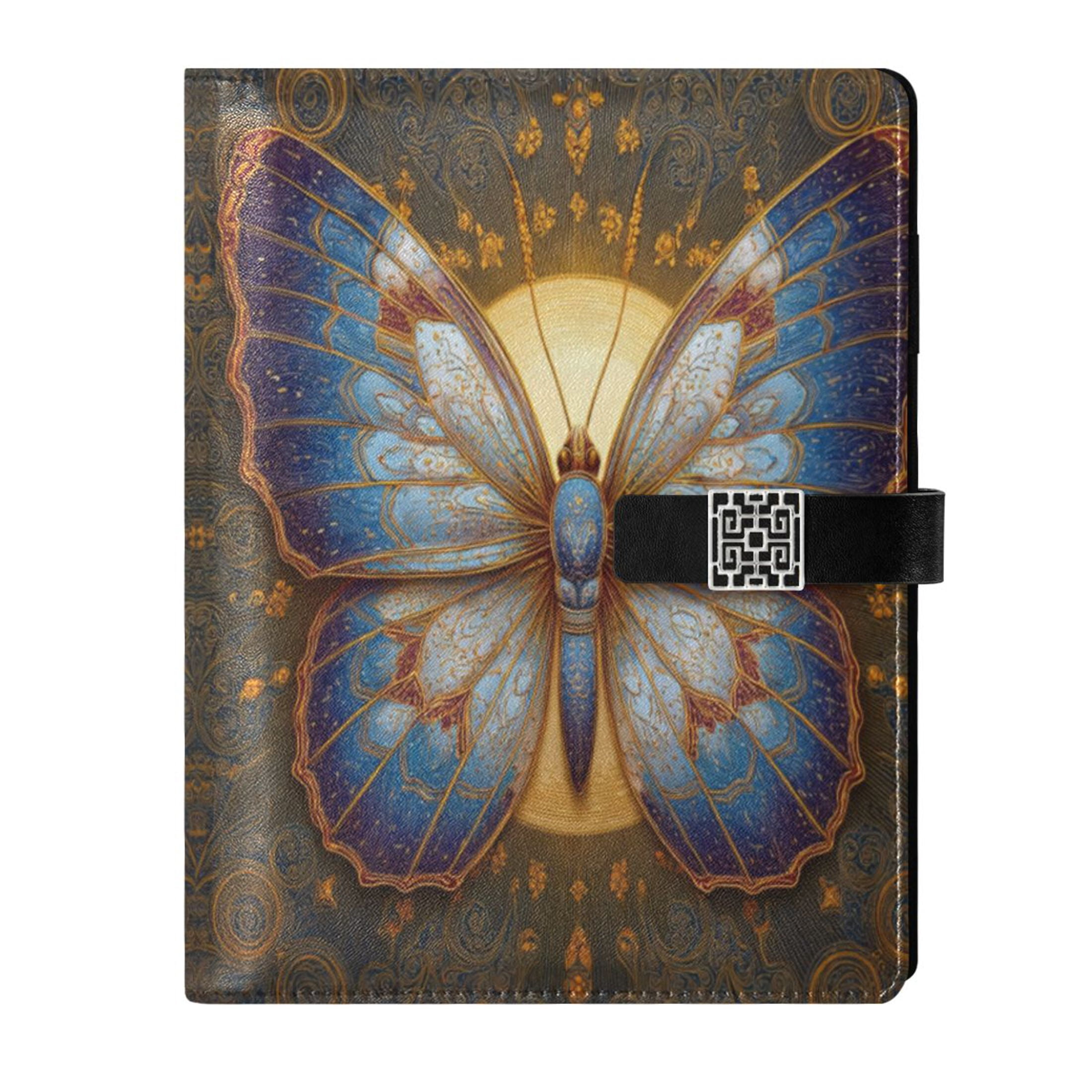 Leather Planner Leather Notebook Notebook Journal Binder Design Pen Pocket Design Convenient for Storage Bright Butterfly Sun