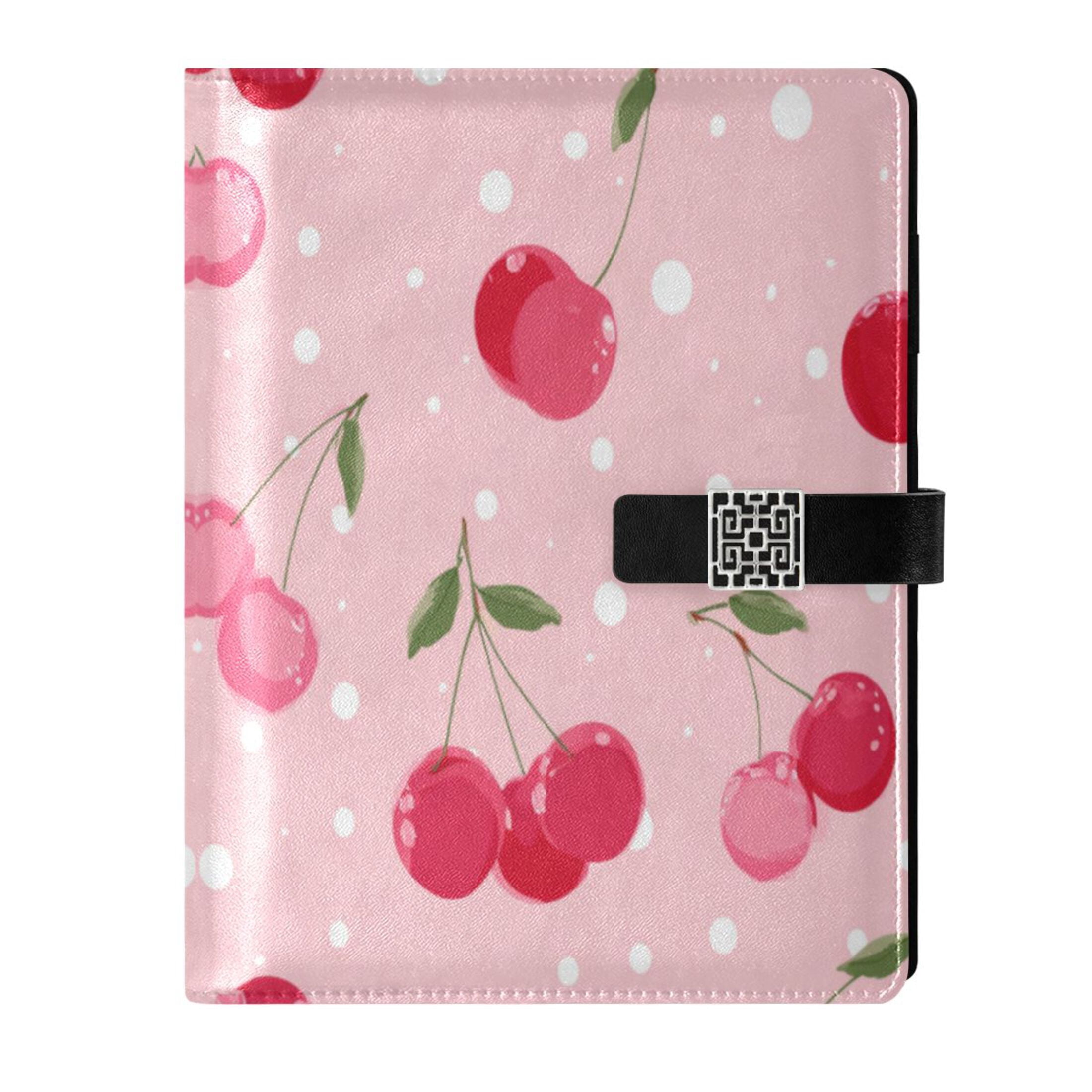 Leather Planner Leather Notebook Notebook Journal Binder Design Pen Pocket Design Convenient for Storage Bright Cherry Blossom Pattern