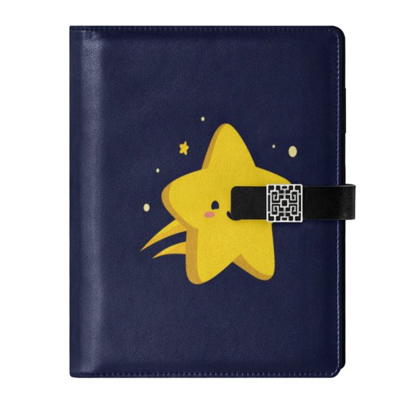 Leather Planner Leather Notebook Notebook Journal Binder Design Pen Pocket Design Convenient for Storage Bright Cute Smiling Star