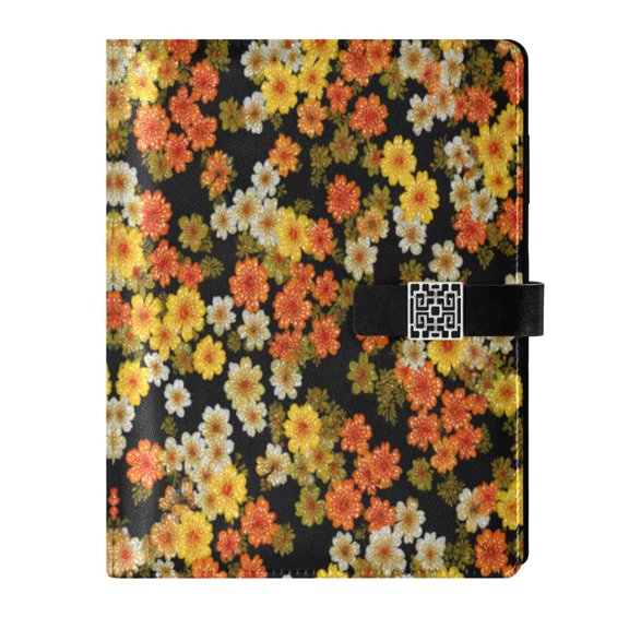 Leather Planner Leather Notebook Notebook Journal Binder Design Pen Pocket Design Convenient for Storage Cheerful Orange Daisy Bloom