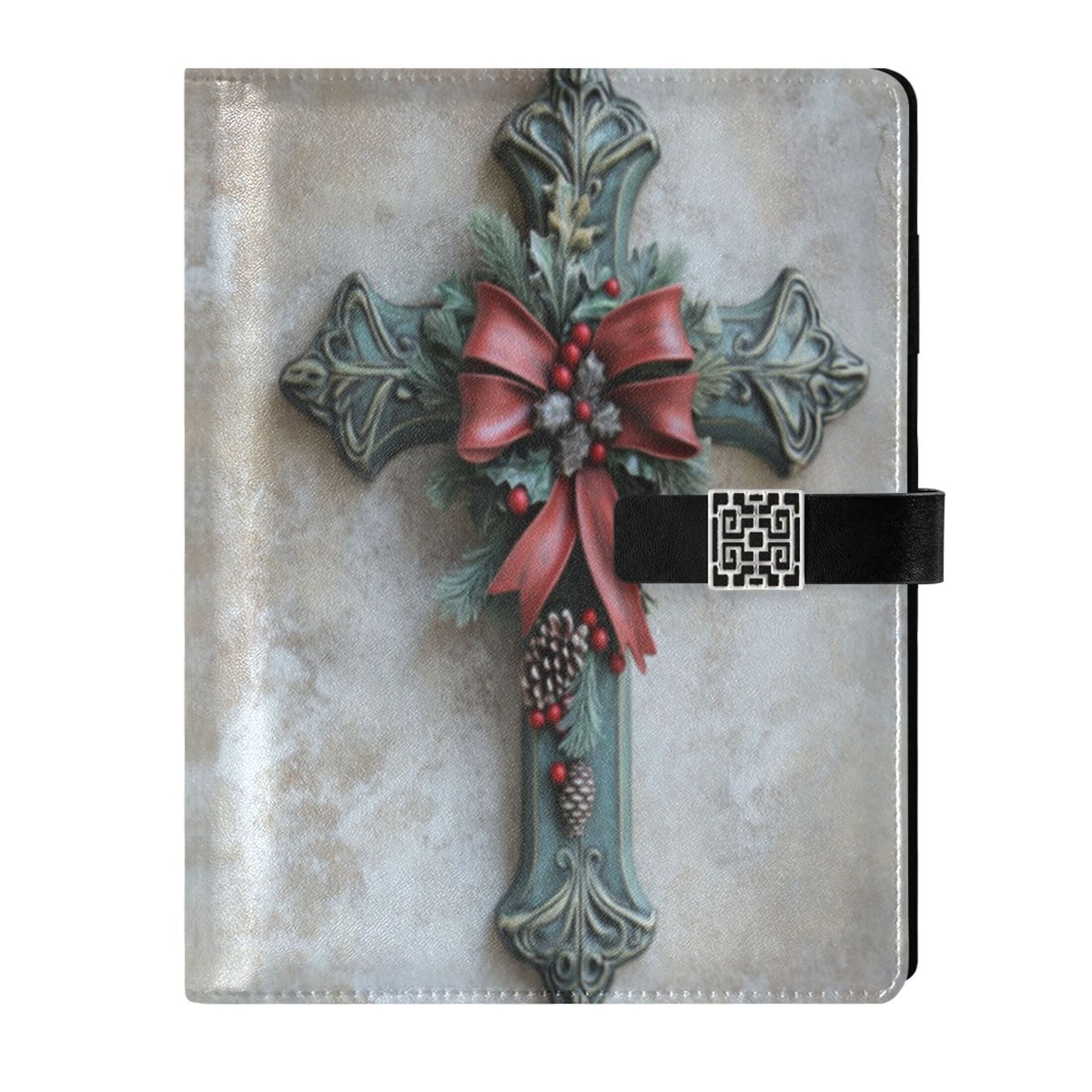 Leather Planner Leather Notebook Notebook Journal Binder Design Pen Pocket Design Convenient for Storage Christmas Green Cross