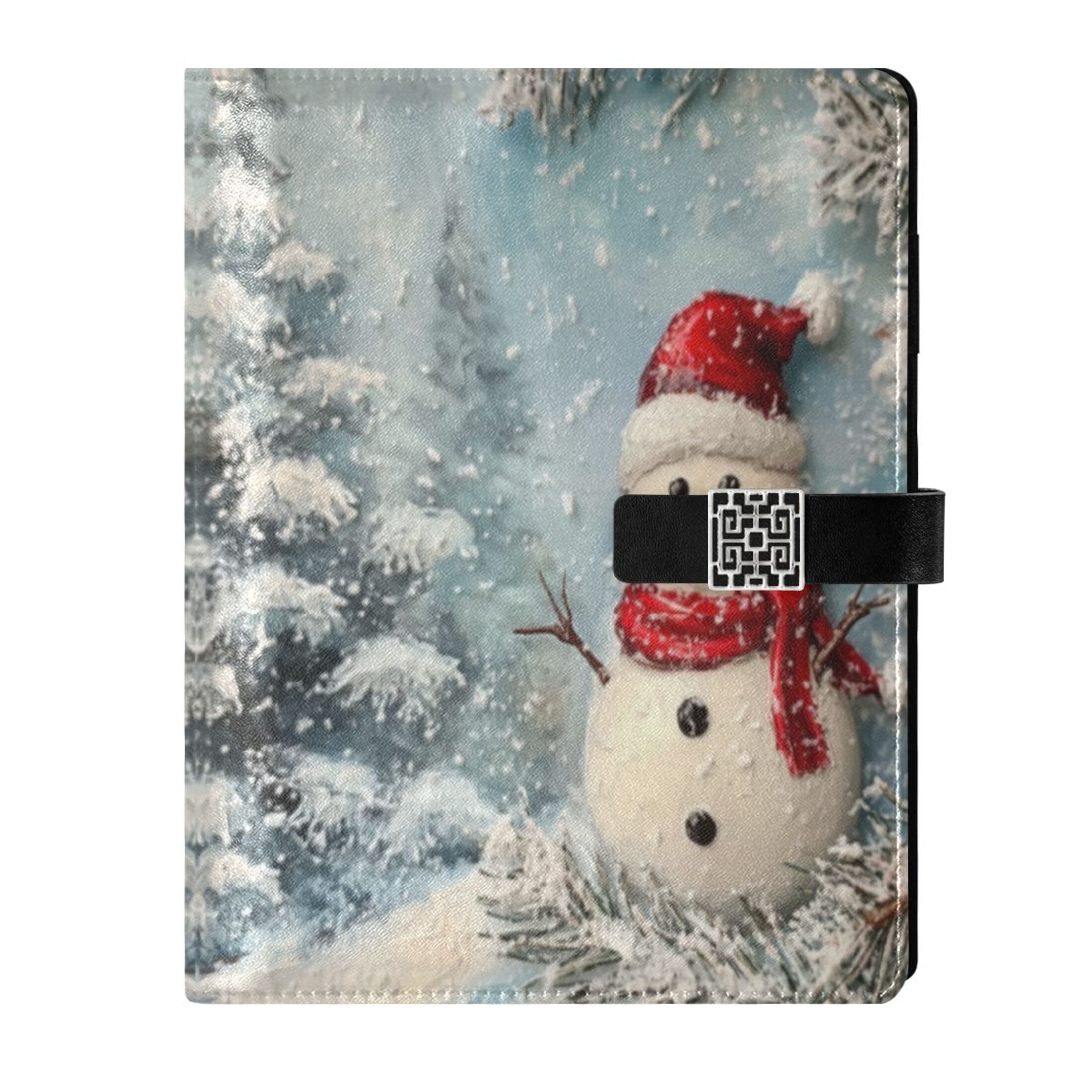 Leather Planner Leather Notebook Notebook Journal Binder Design Pen Pocket Design Convenient for Storage Christmas Snow Man