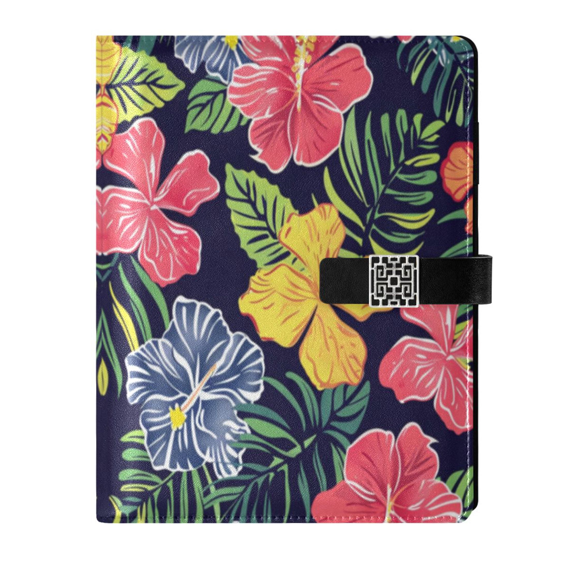 Leather Planner Leather Notebook Notebook Journal Binder Design Pen Pocket Design Convenient for Storage Colored Hawaiian Leaf