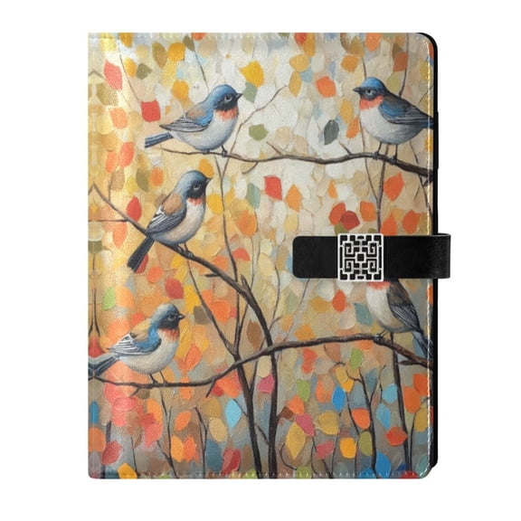 Leather Planner Leather Notebook Notebook Journal Binder Design Pen Pocket Design Convenient for Storage Colorful Trees Pretty Birds