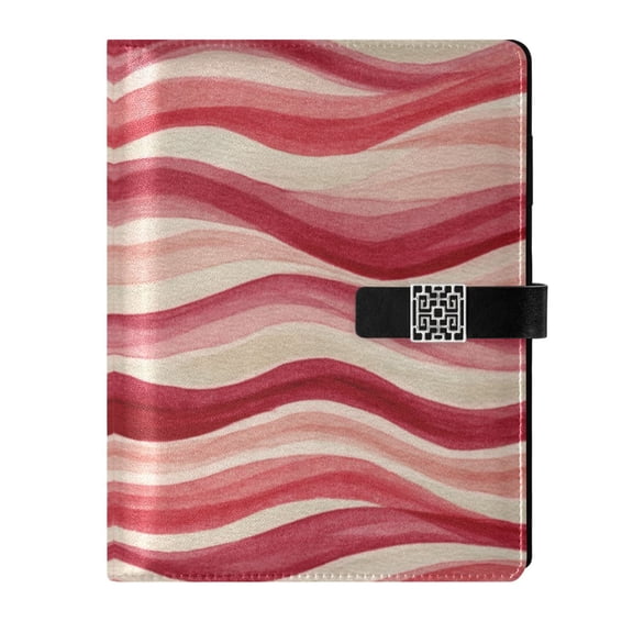 Leather Planner Leather Notebook Notebook Journal Binder Design Pen Pocket Design Convenient for Storage Coral Waves Wavy Stripes