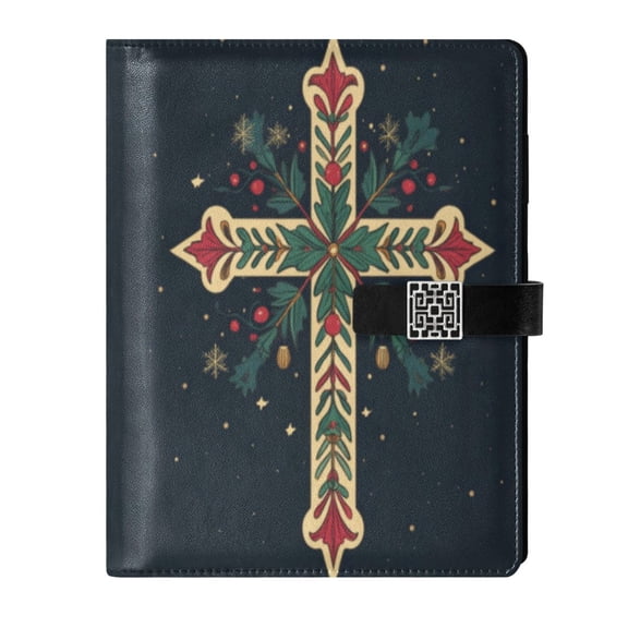 Leather Planner Leather Notebook Notebook Journal Binder Design Pen Pocket Design Convenient for Storage Cross Pattern