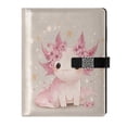 thumbnail image 1 of Leather Planner Leather Notebook Notebook Journal Binder Design Pen Pocket Design Convenient for Storage Cute Axolotl Pink, 1 of 6