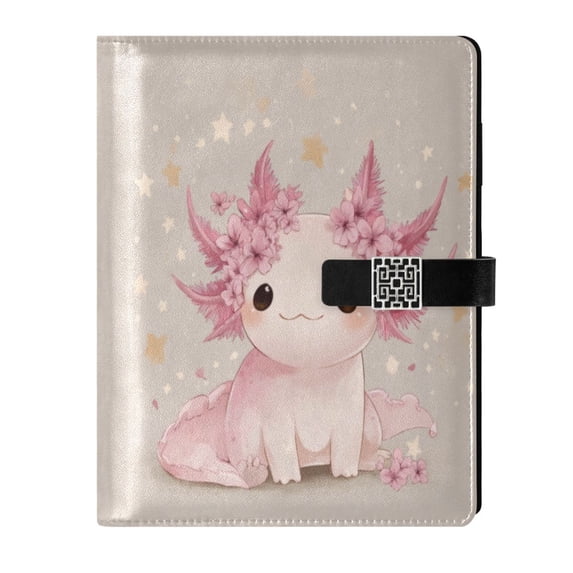 Leather Planner Leather Notebook Notebook Journal Binder Design Pen Pocket Design Convenient for Storage Cute Axolotl Pink
