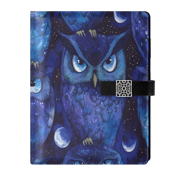 Leather Planner Leather Notebook Notebook Journal Binder Design Pen Pocket Design Convenient for Storage Cute Blue Owl