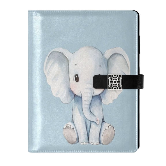 Leather Planner Leather Notebook Notebook Journal Binder Design Pen Pocket Design Convenient for Storage Cute Cartoon Elephant Pattern