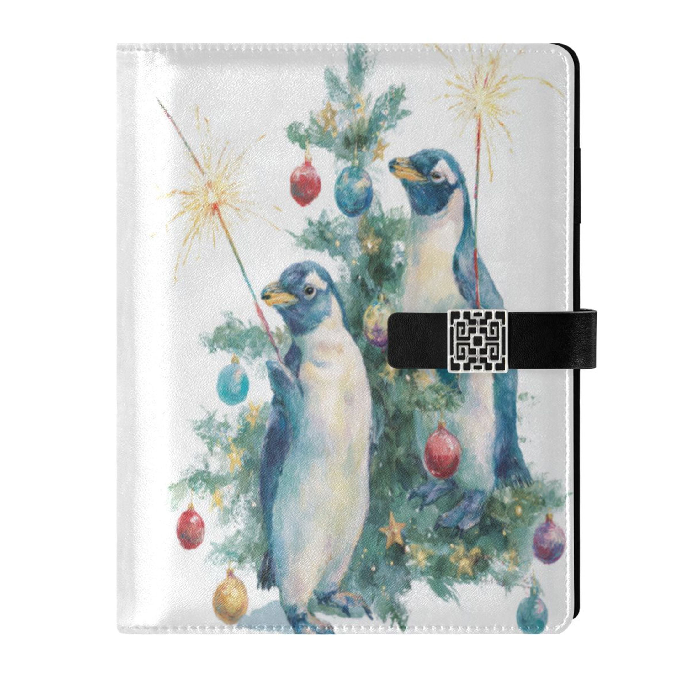 Leather Planner Leather Notebook Notebook Journal Binder Design Pen Pocket Design Convenient for Storage Cute Christmas Penguins