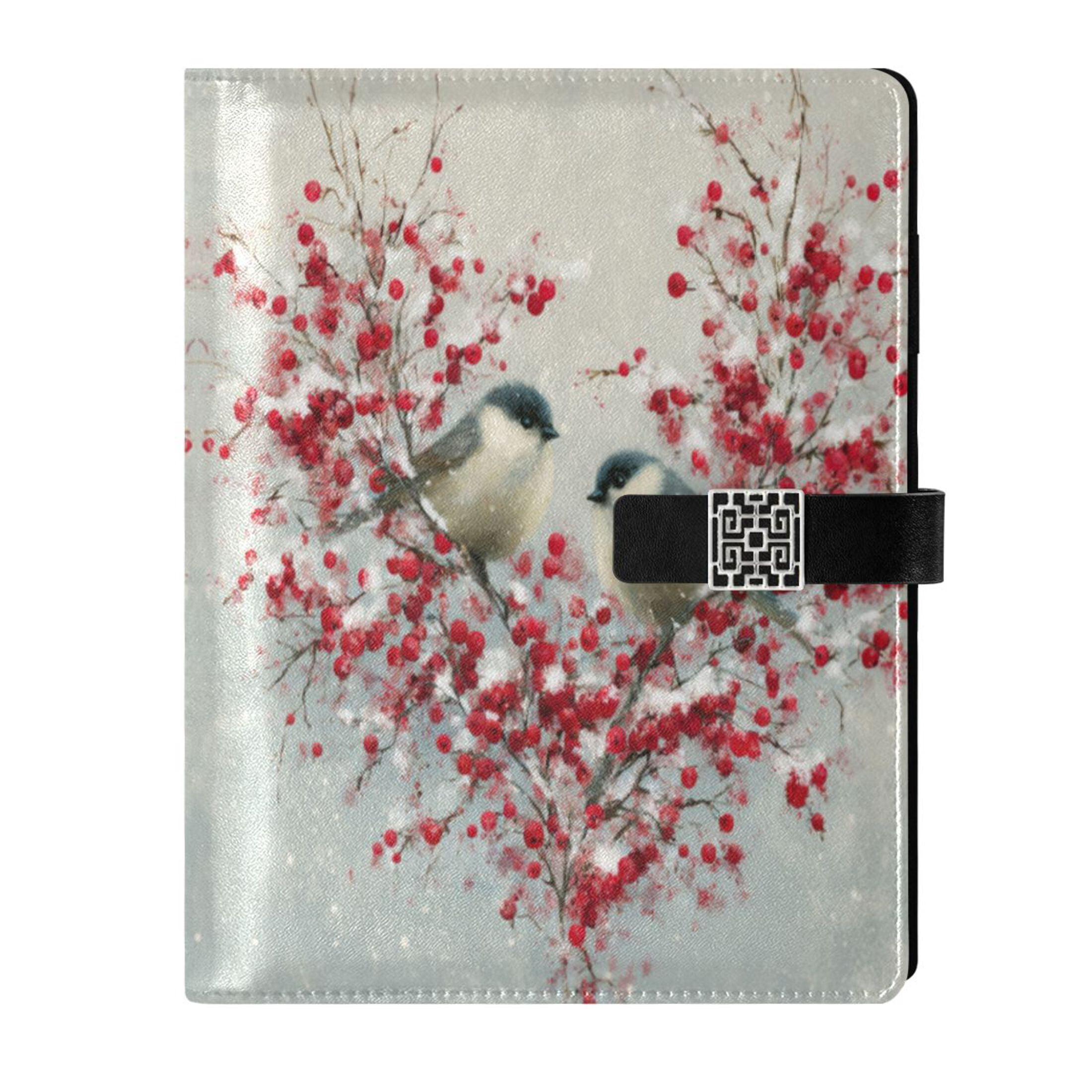 Leather Planner Leather Notebook Notebook Journal Binder Design Pen Pocket Design Convenient for Storage Cute Couple Birds