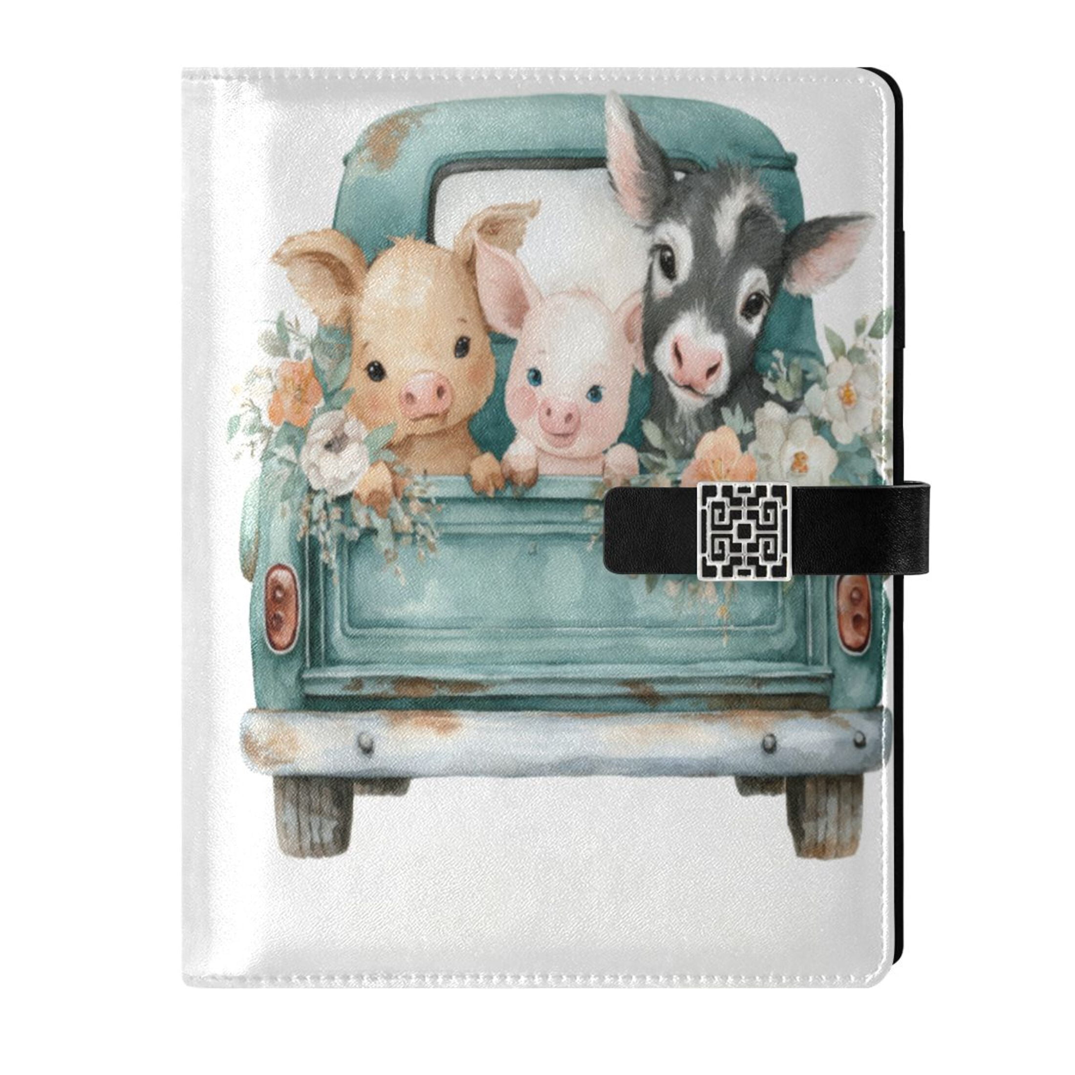 Leather Planner Leather Notebook Notebook Journal Binder Design Pen Pocket Design Convenient for Storage Cute Cow Vintage