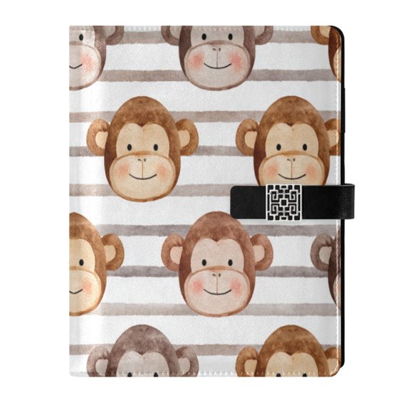Leather Planner Leather Notebook Notebook Journal Binder Design Pen Pocket Design Convenient for Storage Cute Monkey Faces Backdrop