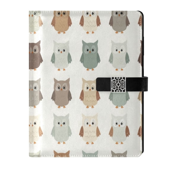 Leather Planner Leather Notebook Notebook Journal Binder Design Pen Pocket Design Convenient for Storage Cute Owl Repeat Pattern