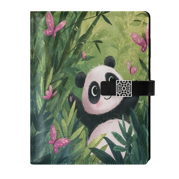 Leather Planner Leather Notebook Notebook Journal Binder Design Pen Pocket Design Convenient for Storage Cute Panda Playing