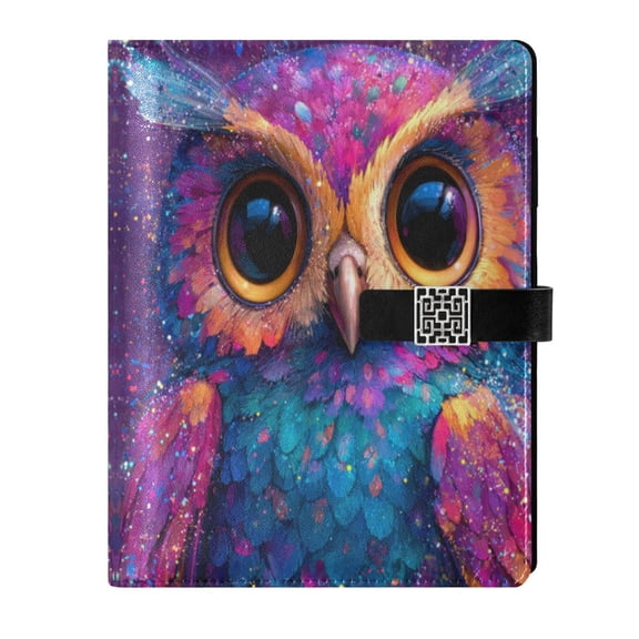 Leather Planner Leather Notebook Notebook Journal Binder Design Pen Pocket Design Convenient for Storage Cute Purple Owl Pattern