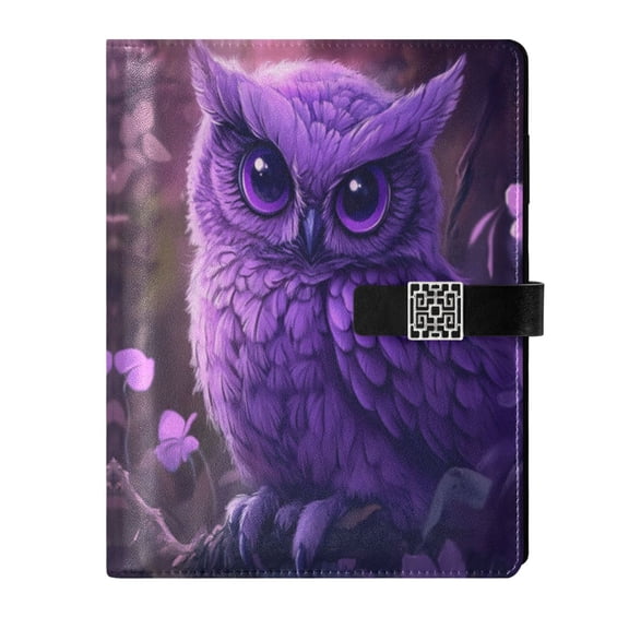 Leather Planner Leather Notebook Notebook Journal Binder Design Pen Pocket Design Convenient for Storage Cute Purple Owl