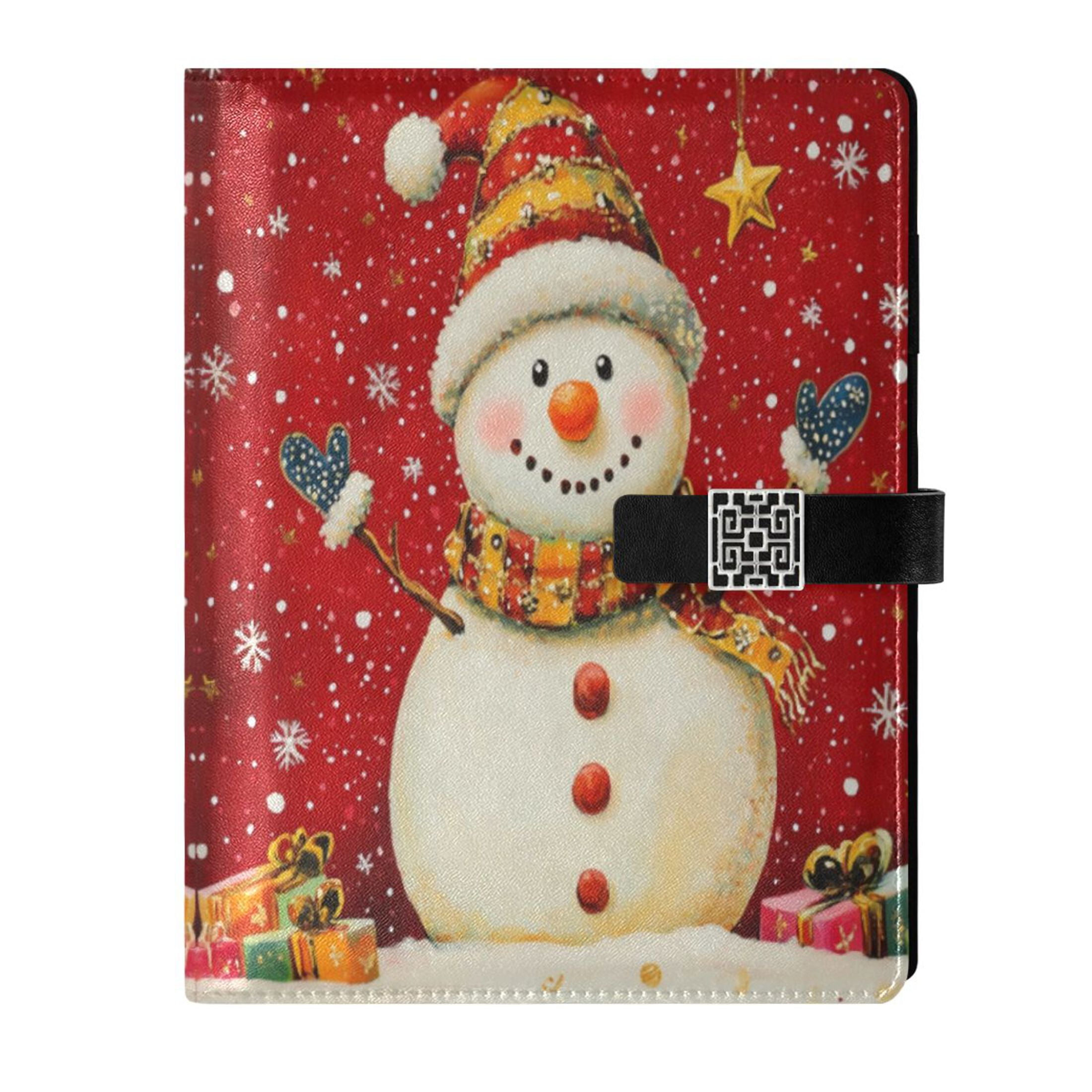 Leather Planner Leather Notebook Notebook Journal Binder Design Pen Pocket Design Convenient for Storage Cute Red Christmas Snowman