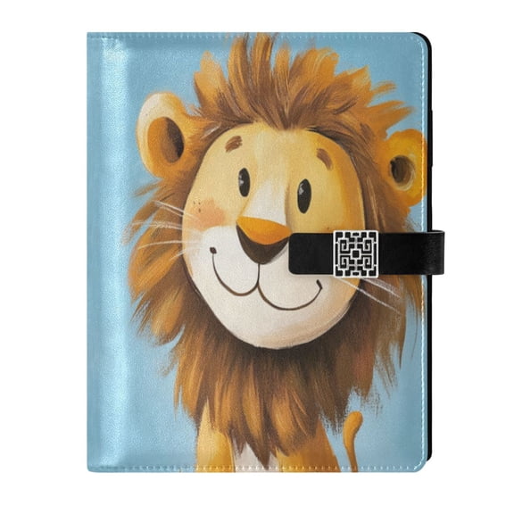 Leather Planner Leather Notebook Notebook Journal Binder Design Pen Pocket Design Convenient for Storage Cute Smiling Yellow Lion