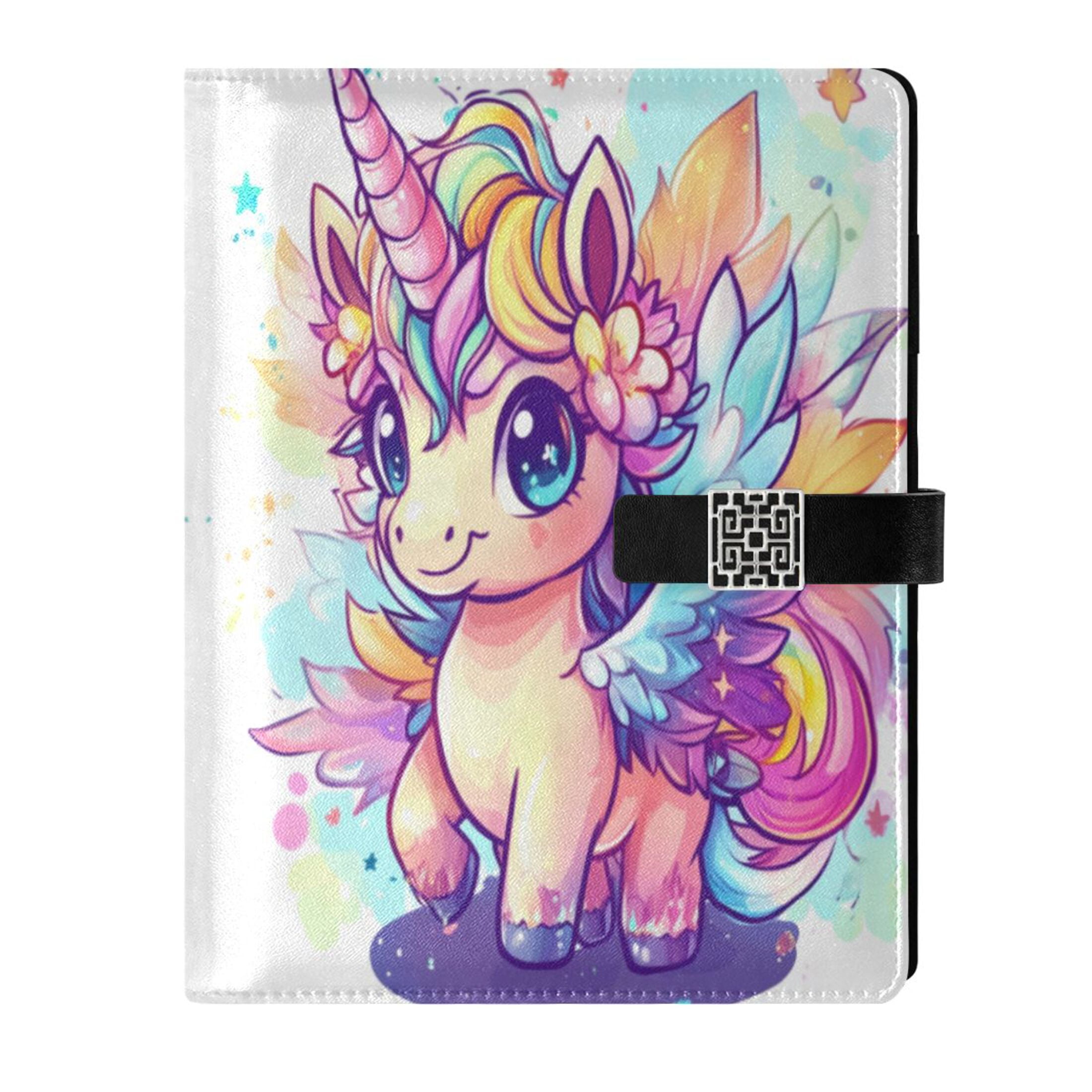 Leather Planner Leather Notebook Notebook Journal Binder Design Pen Pocket Design Convenient for Storage Cute Unicorn