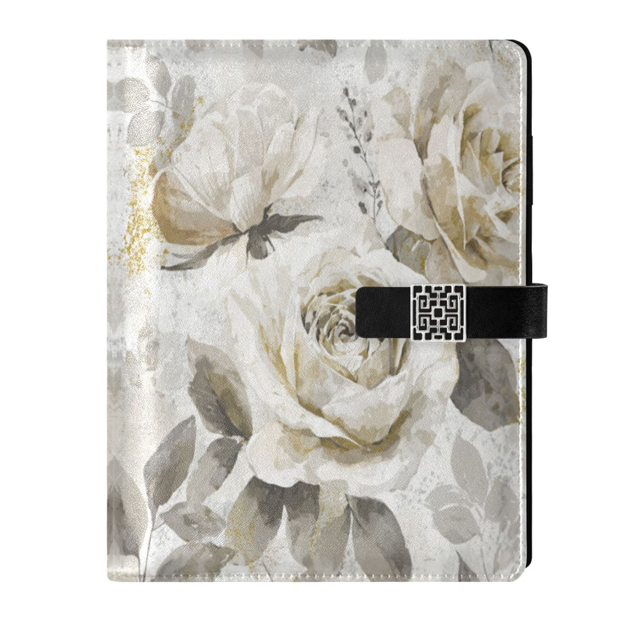 Leather Planner Leather Notebook Notebook Journal Binder Design Pen Pocket Design Convenient for Storage Dainty Delicate Floral Flowers