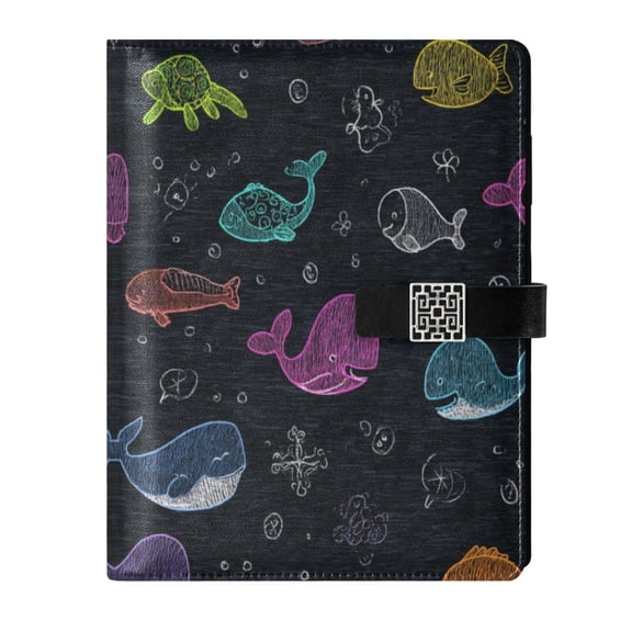 Leather Planner Leather Notebook Notebook Journal Binder Design Pen Pocket Design Convenient for Storage Deep Sea Doodle Creatures