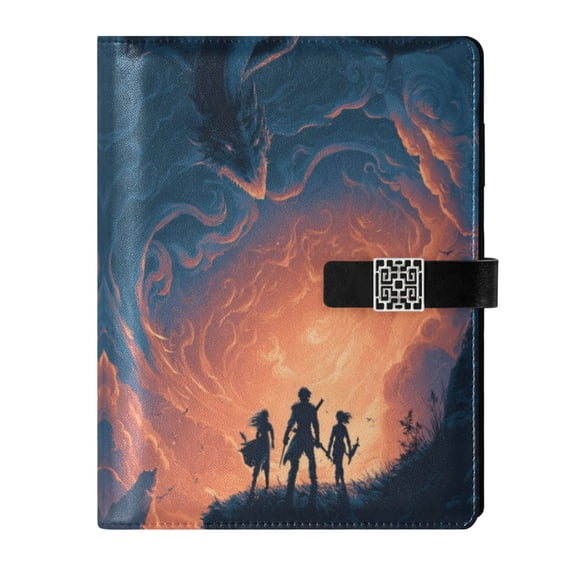 Leather Planner Leather Notebook Notebook Journal Binder Design Pen Pocket Design Convenient for Storage Fantasy Adventure Game Poster