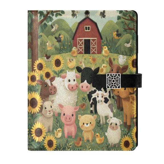 Leather Planner Leather Notebook Notebook Journal Binder Design Pen Pocket Design Convenient for Storage Farm Animal Scene
