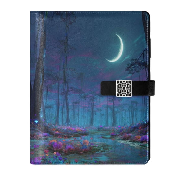 Leather Planner Leather Notebook Notebook Journal Binder Design Pen Pocket Design Convenient for Storage Glowing Neon Swamp Castle