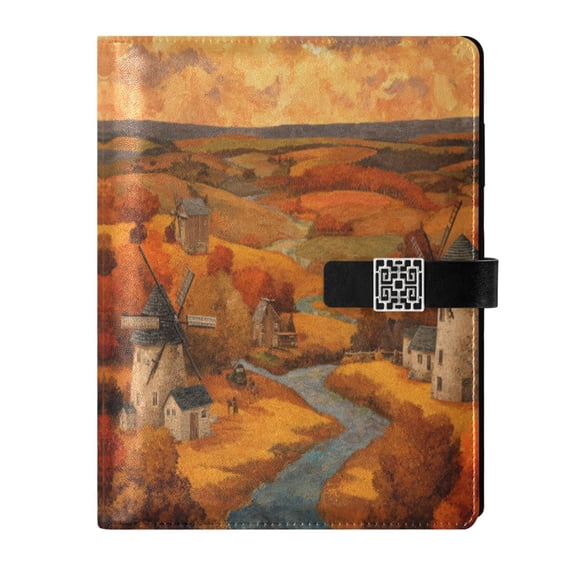 Leather Planner Leather Notebook Notebook Journal Binder Design Pen Pocket Design Convenient for Storage Golden Windmill