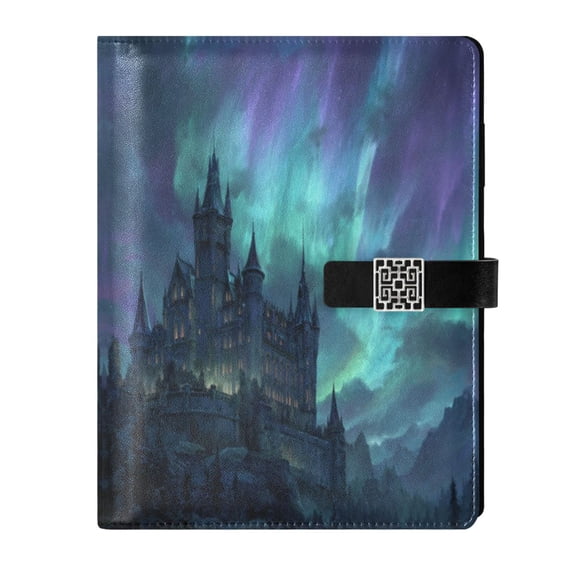 Leather Planner Leather Notebook Notebook Journal Binder Design Pen Pocket Design Convenient for Storage Gothic Castle Aurora Sky