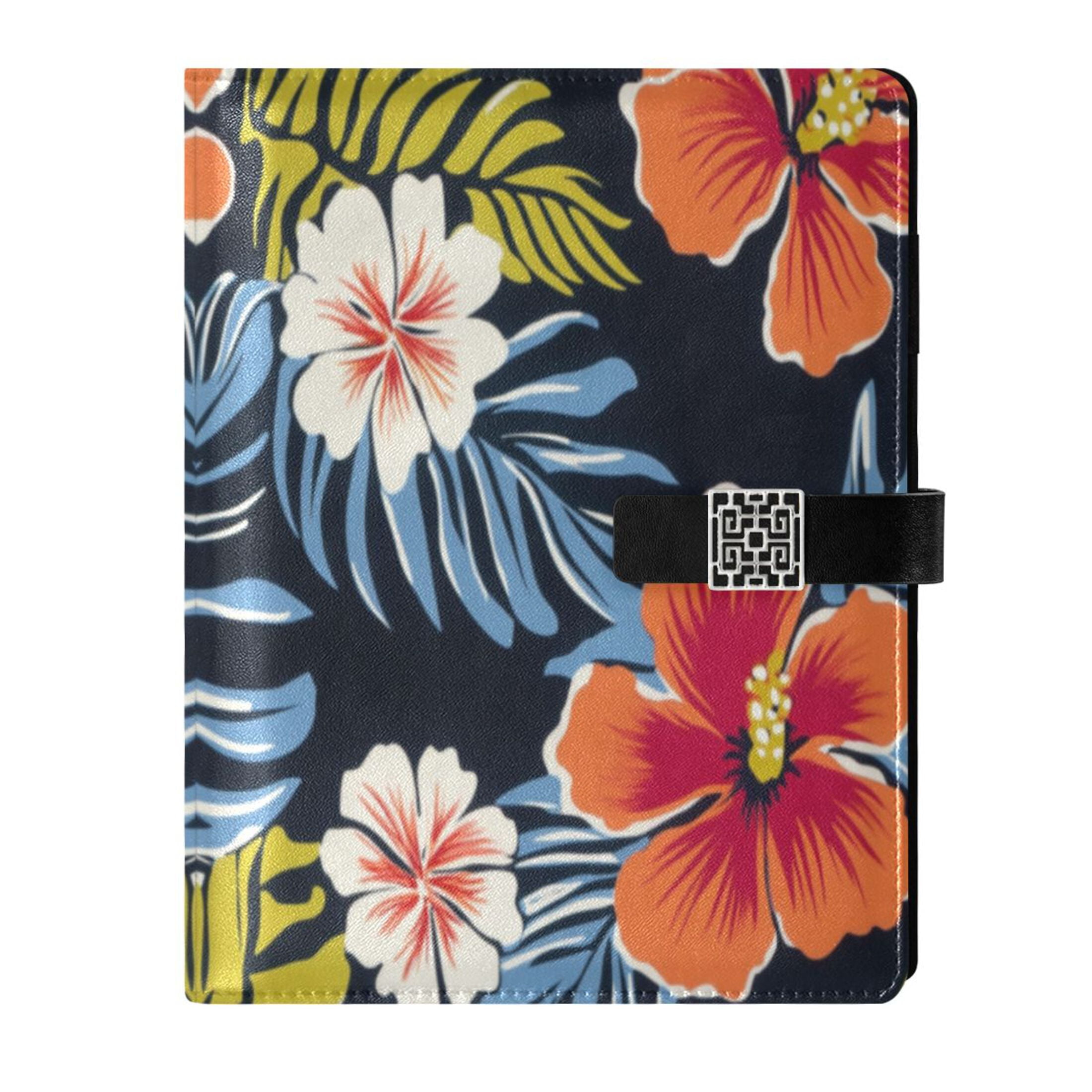 Leather Planner Leather Notebook Notebook Journal Binder Design Pen Pocket Design Convenient for Storage Hawaiian Flower Cartoon