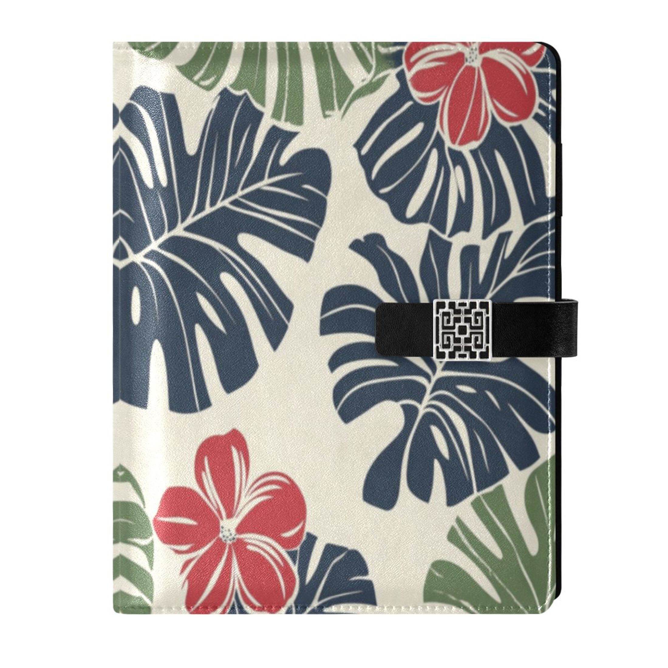 Leather Planner Leather Notebook Notebook Journal Binder Design Pen Pocket Design Convenient for Storage Hawaiian Flower Cartoon