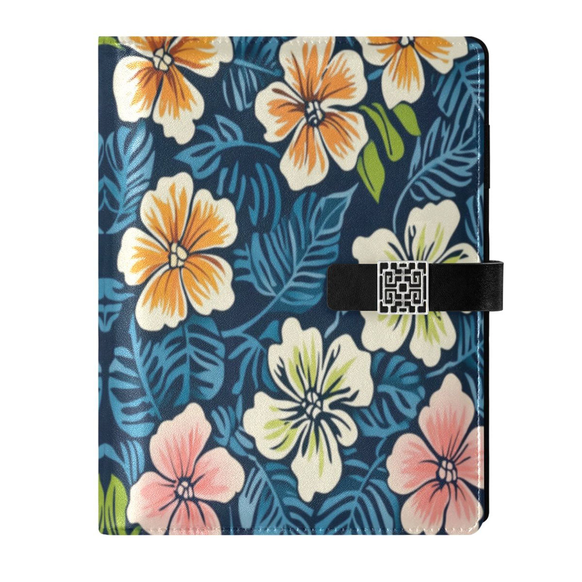 Leather Planner Leather Notebook Notebook Journal Binder Design Pen Pocket Design Convenient for Storage Hawaiian Flower Cartoon
