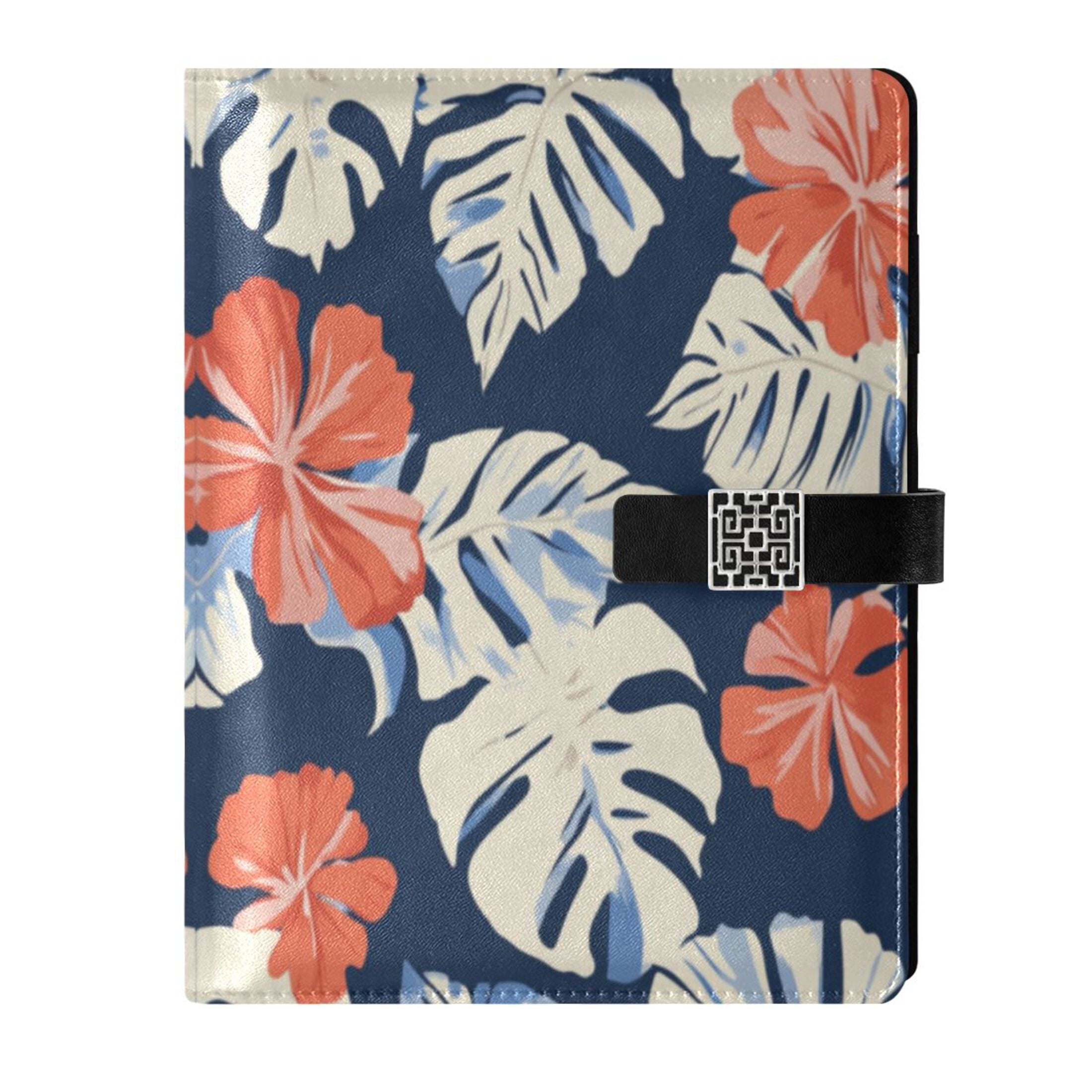 Leather Planner Leather Notebook Notebook Journal Binder Design Pen Pocket Design Convenient for Storage Hawaiian Fower Cartoon