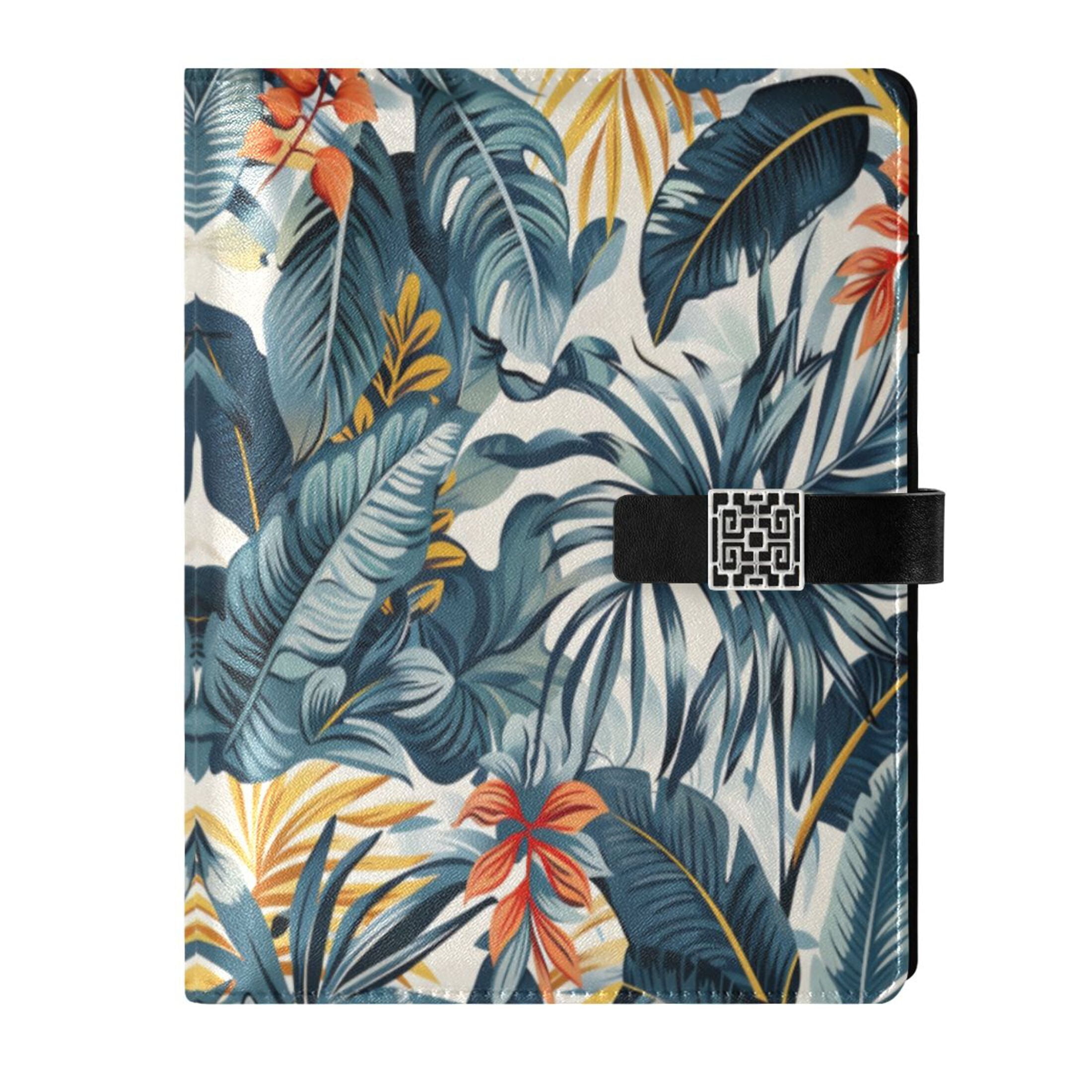 Leather Planner Leather Notebook Notebook Journal Binder Design Pen Pocket Design Convenient for Storage Hawaiian Leaf Seamless