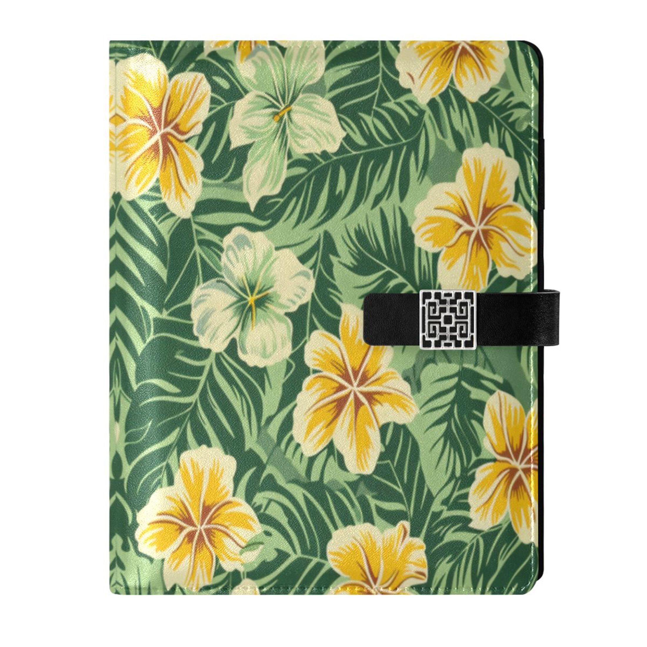 Leather Planner Leather Notebook Notebook Journal Binder Design Pen Pocket Design Convenient for Storage Hawaiian Yellow Flower